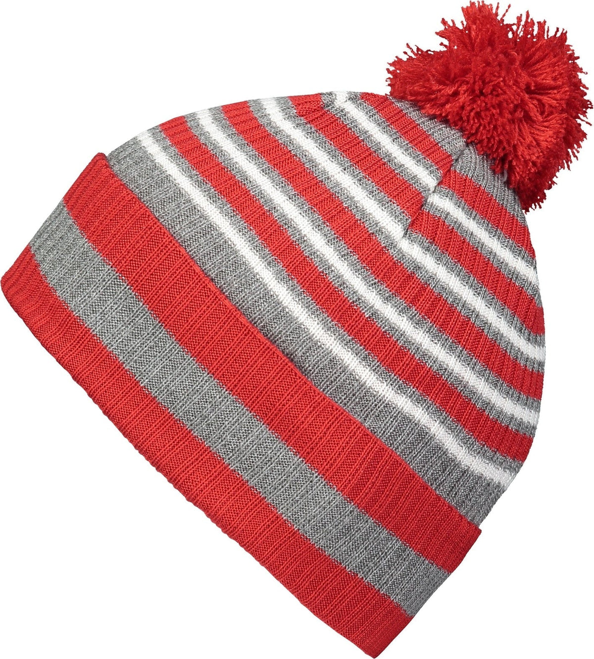 Holloway 223815 Spirit Pom Beanie - Red Heather Gray White - Os