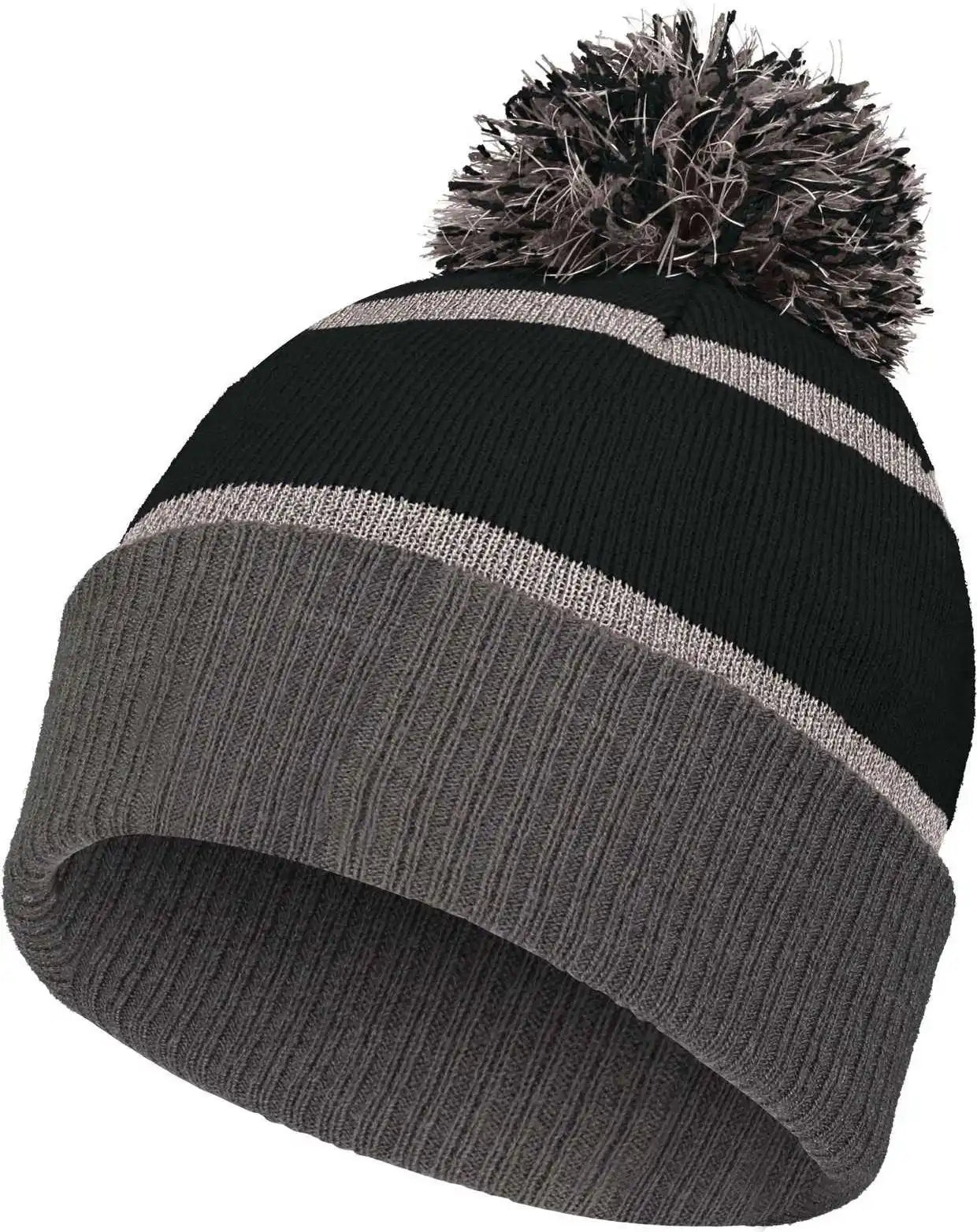 Holloway 223816 Reflective Beanie with Cuff Black Carbon Dark Gray / Adult Osfm