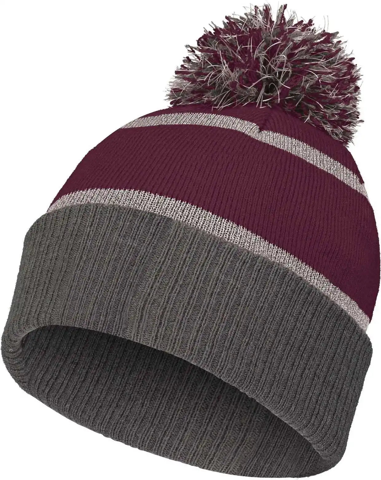 Holloway 223816 Reflective Beanie with Cuff - Maroon Carbon - Dark Gray / Adult Osfm