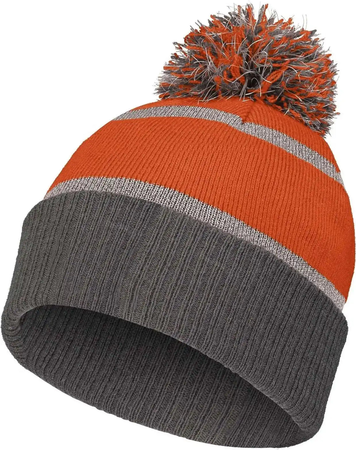 Holloway 223816 Reflective Beanie with Cuff - Orange Carbon - Dark Gray / Adult Osfm