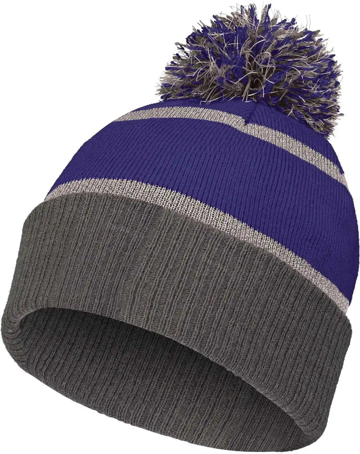 Holloway 223816 Reflective Beanie with Cuff Purple Carbon Dark Gray / Adult Osfm