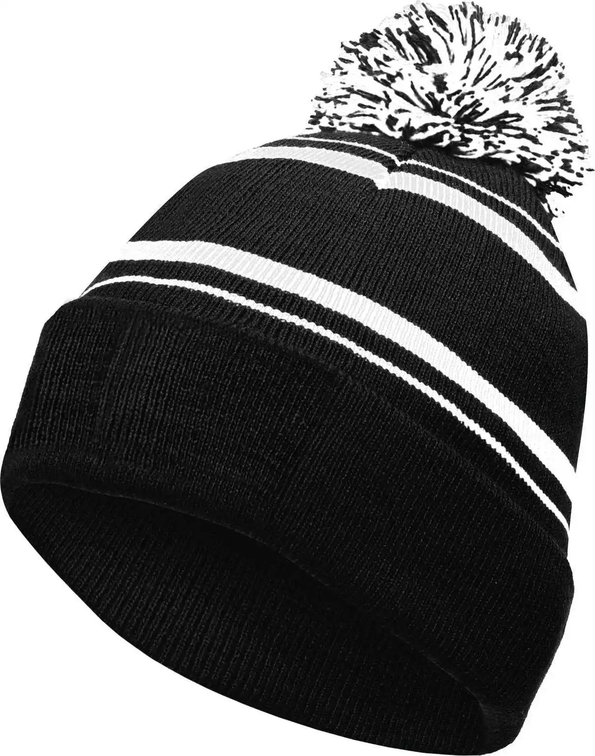 Holloway 223860 Homecoming Beanie with Cuff - Black White - Adult Osfm