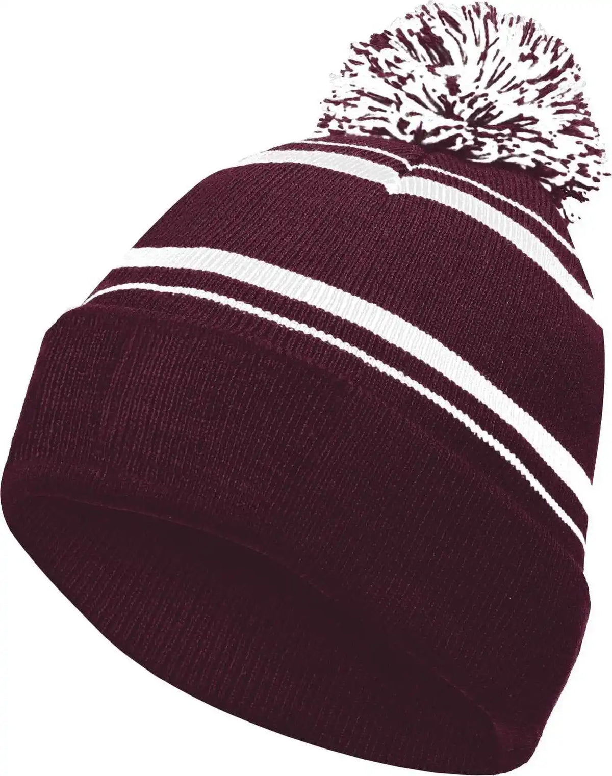 Holloway 223860 Homecoming Beanie with Cuff Maroon White / Adult Osfm
