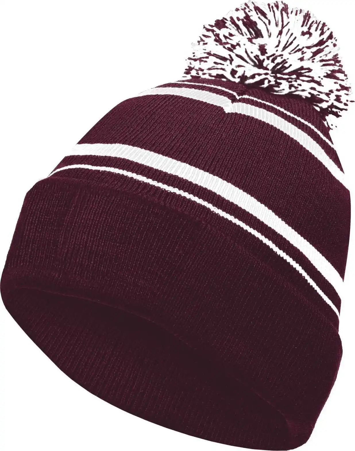 Holloway 223860 Homecoming Beanie with Cuff Maroon White / Adult Osfm