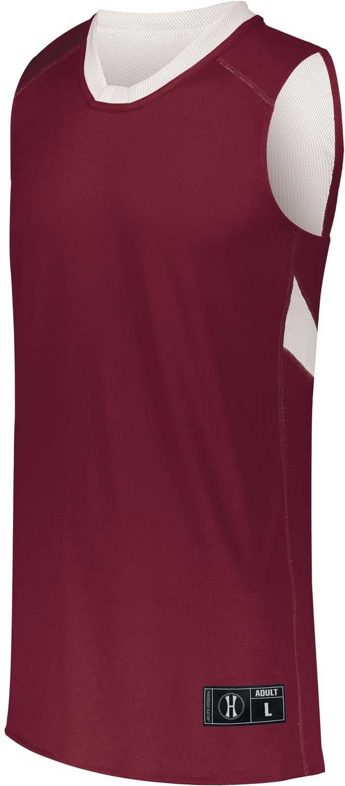 Holloway 224078 Dual-side Single Ply Basketball Jersey - Cardinal White