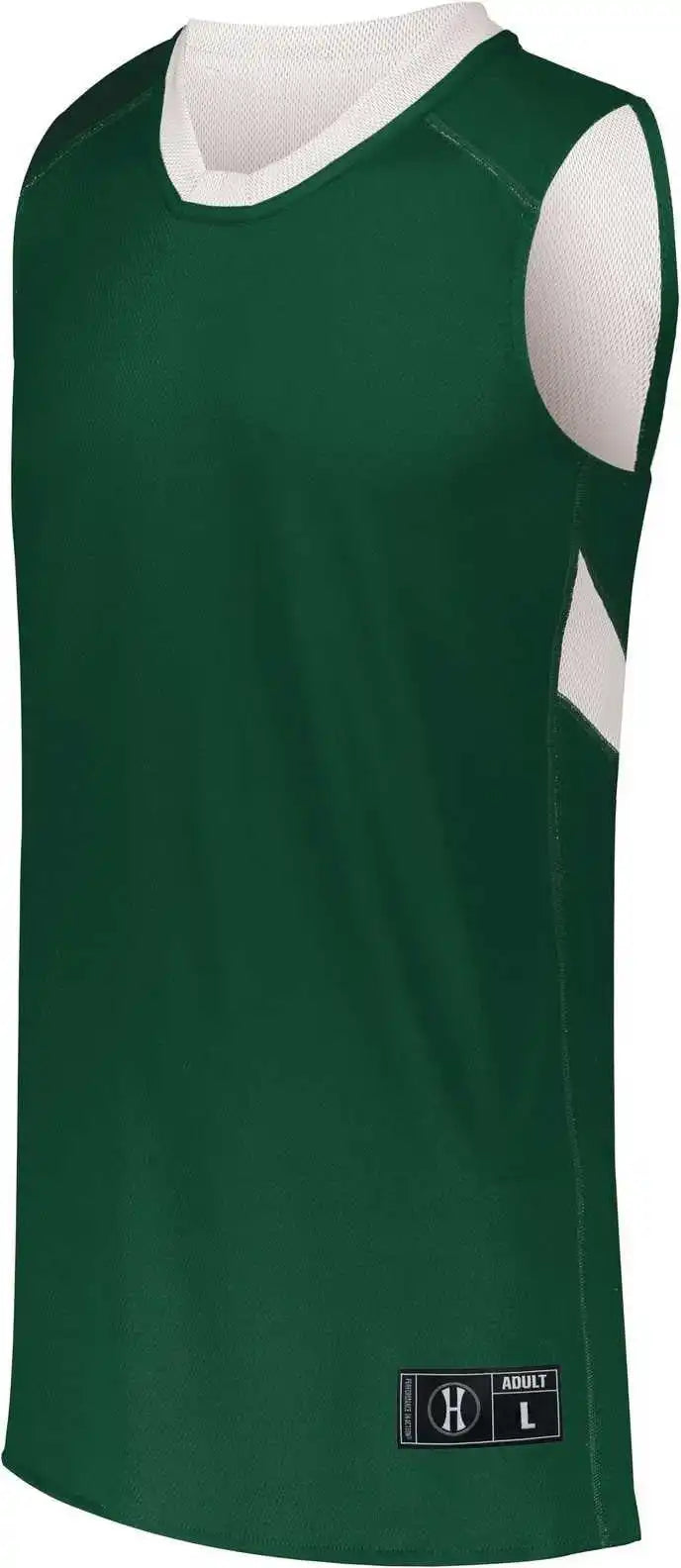 Holloway 224078 Dual-side Single Ply Basketball Jersey - Forest White