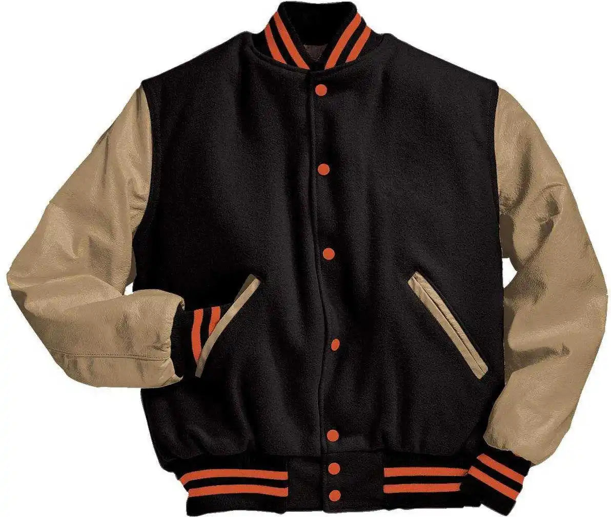 Holloway 224183 Varsity (wool Leather Sleeves) - Bk Cream Burnt Org
