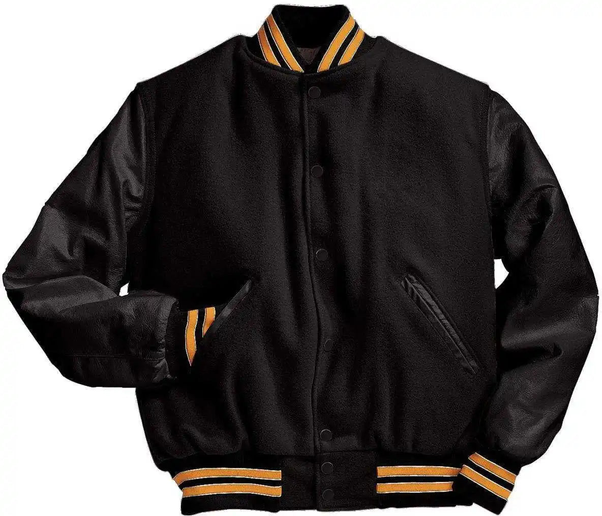 Holloway 224183 Varsity (wool Leather Sleeves) - Bk Light Gold Wh