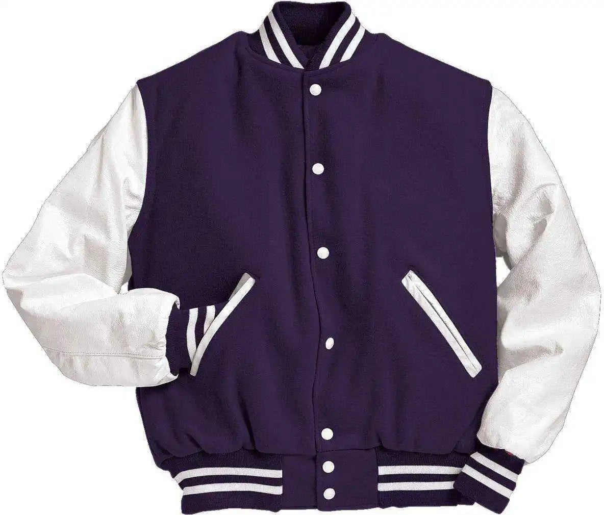 Holloway 224183 Varsity (wool Leather Sleeves) - Dark Purple Wh
