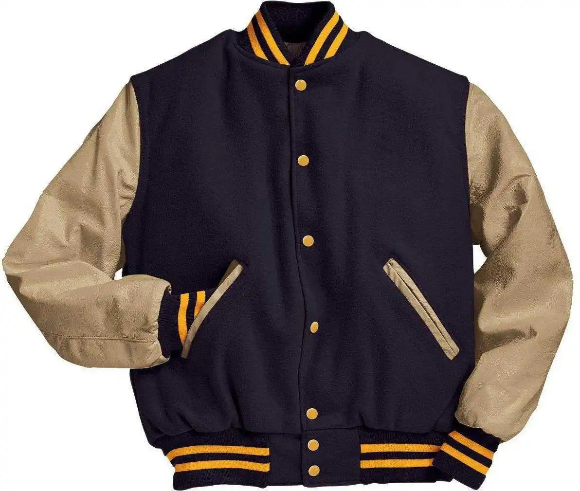 Holloway 224183 Varsity (wool Leather Sleeves) Dk Ny Cream Lt Gold