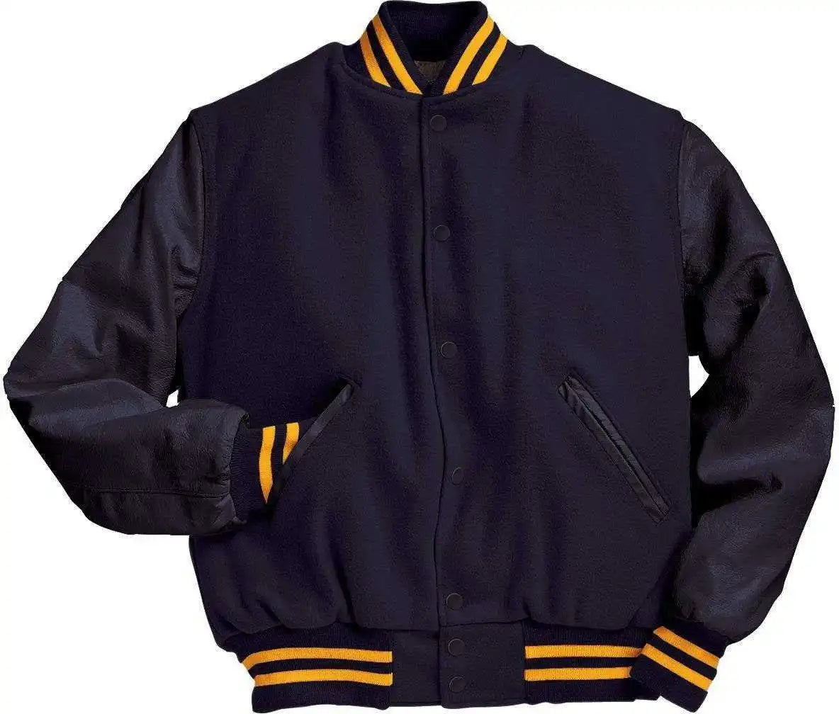 Holloway 224183 Varsity (wool Leather Sleeves) - Dk Ny Lt Gold