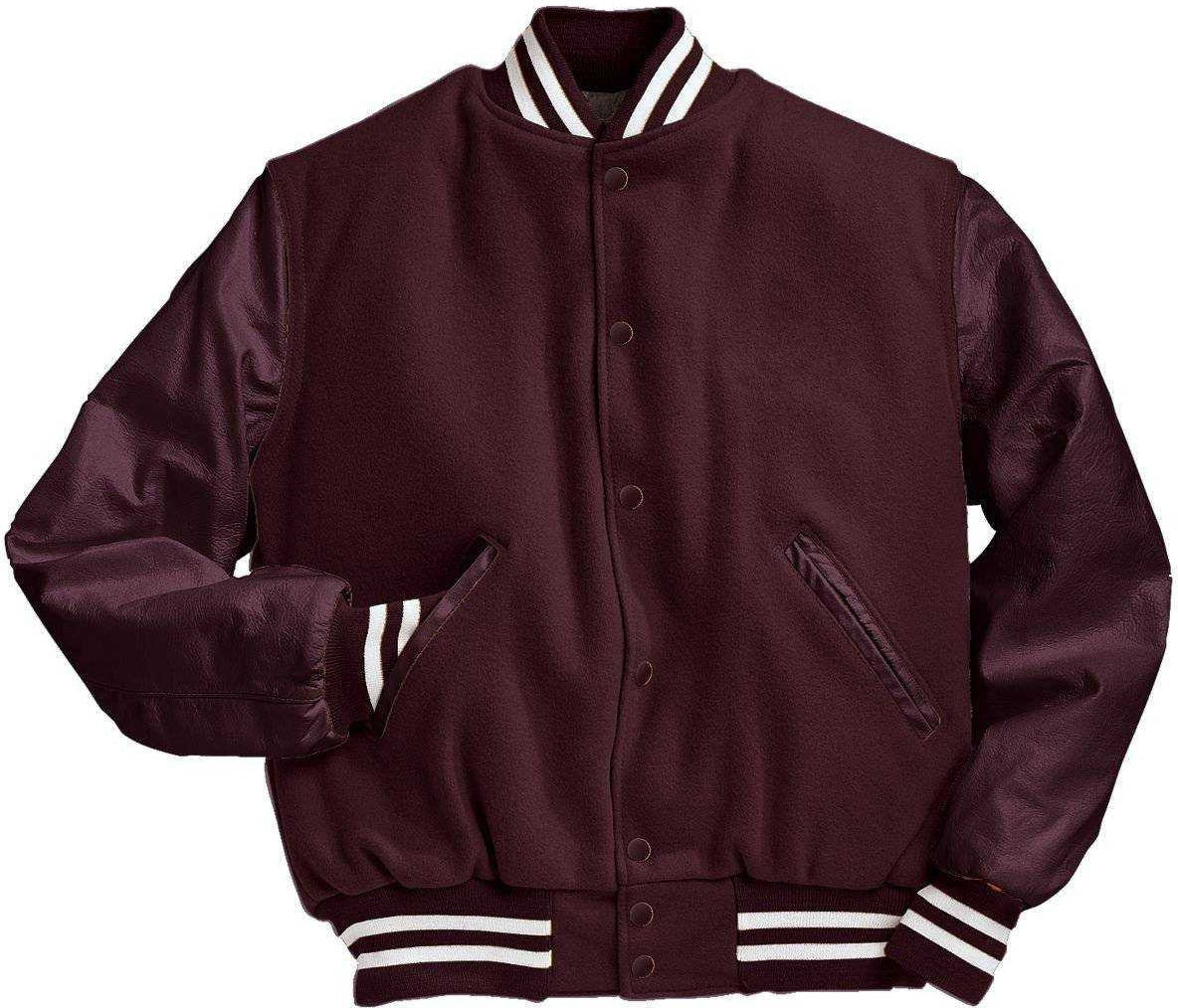 Holloway 224183 Varsity (wool Leather Sleeves) - Maroon Wh