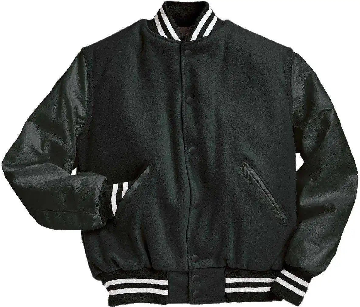 Holloway 224183 Varsity (wool Leather Sleeves) - Myrtle Dark Green Wh
