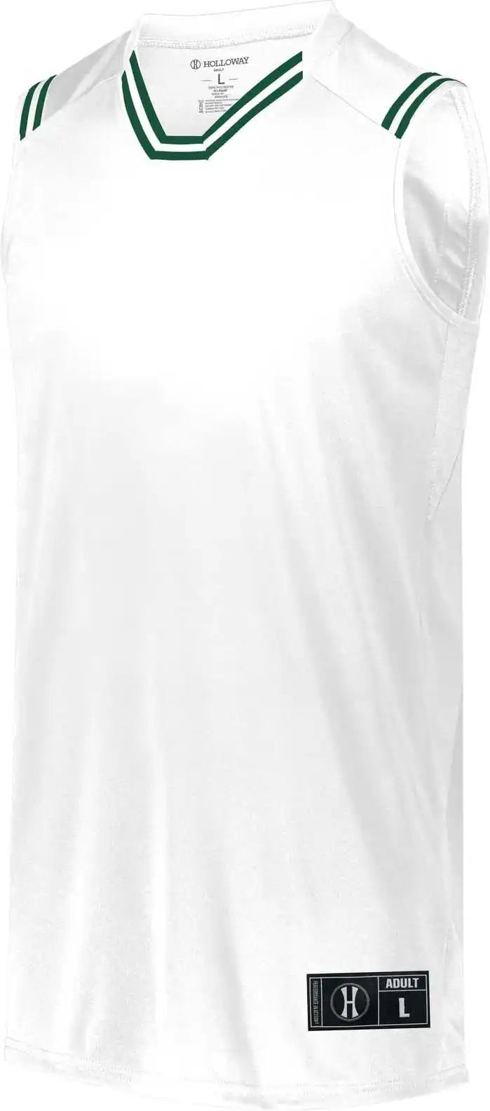 Holloway 224276 Youth Retro Basketball Jersey - White Forest