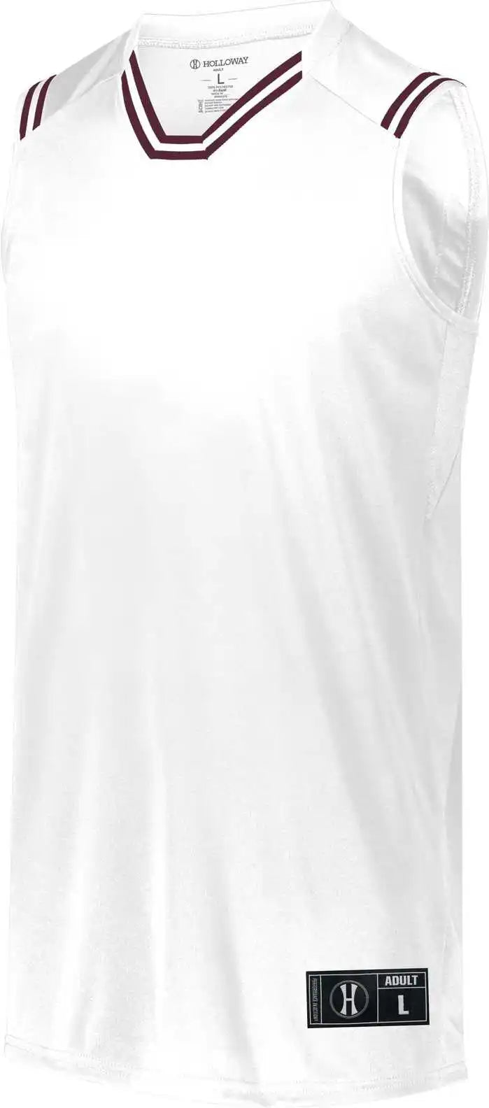 Holloway 224276 Youth Retro Basketball Jersey - White Maroon