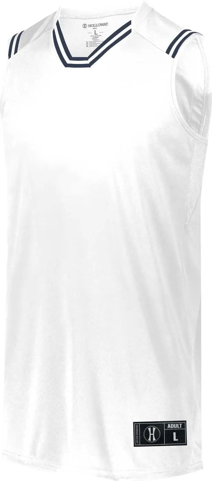 Holloway 224276 Youth Retro Basketball Jersey - White Navy