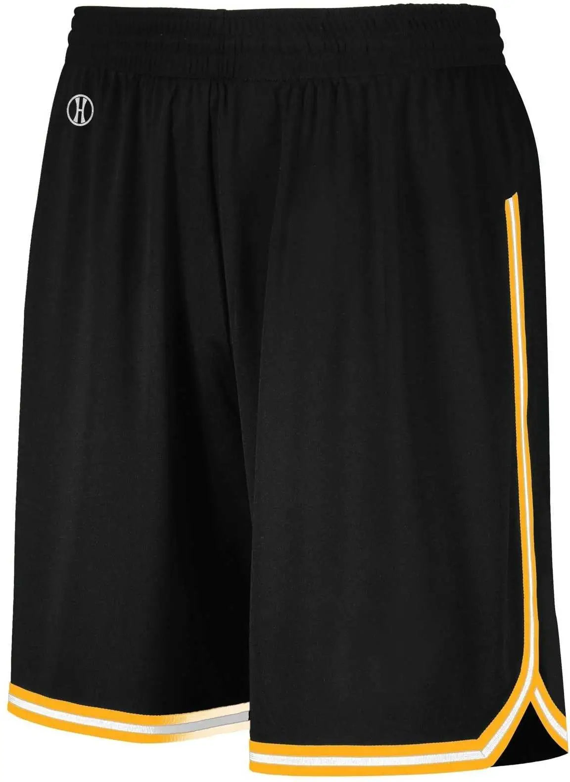Holloway 224277 Youth Retro Basketball Shorts - Black Light Gold White