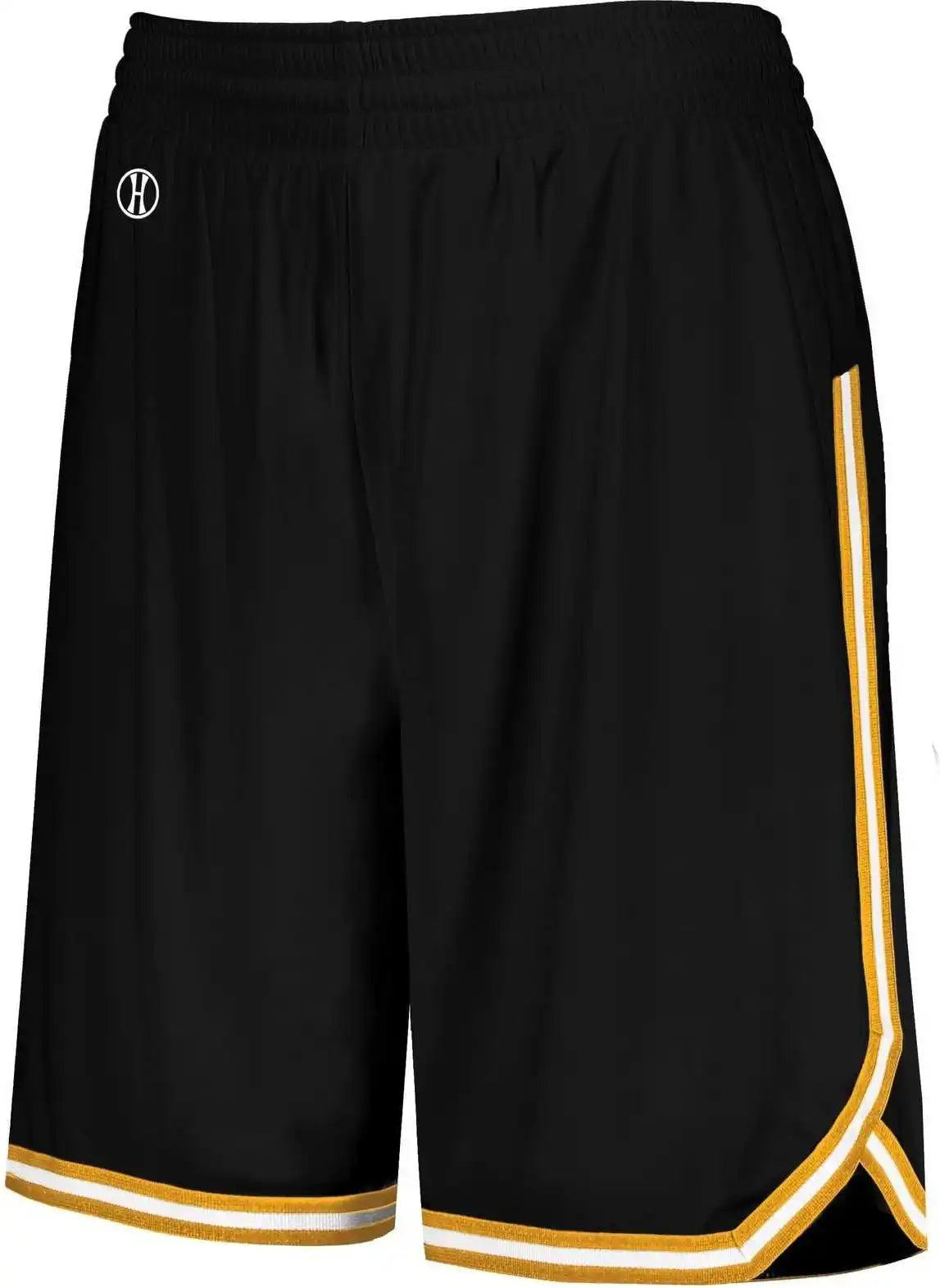 Holloway 224377 Ladies Retro Basketball Shorts - Black Light Gold White