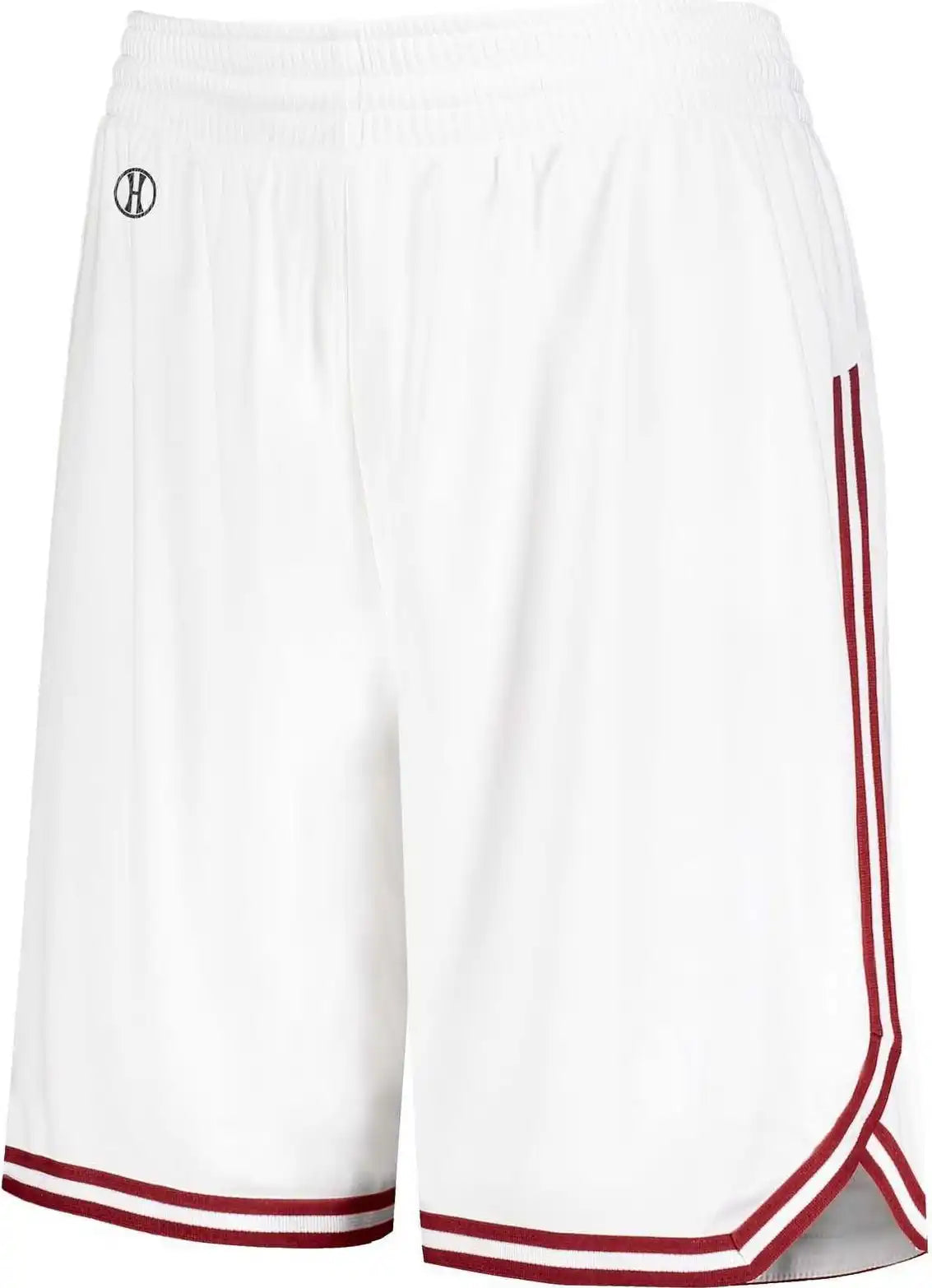 Holloway 224377 Ladies Retro Basketball Shorts - White Scarlet