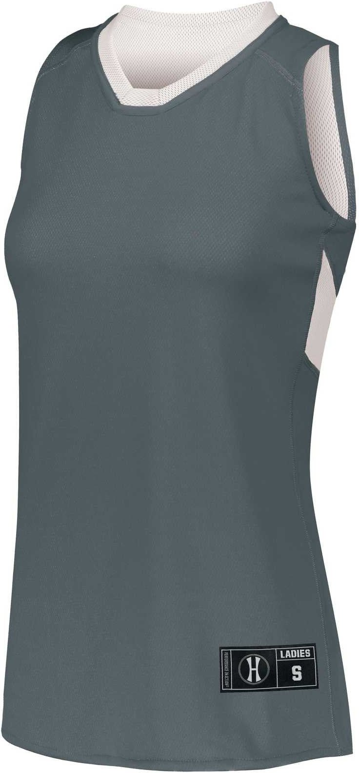 Holloway 224378 Ladies Dual-side Single Ply Basketball Jersey - Graphite White