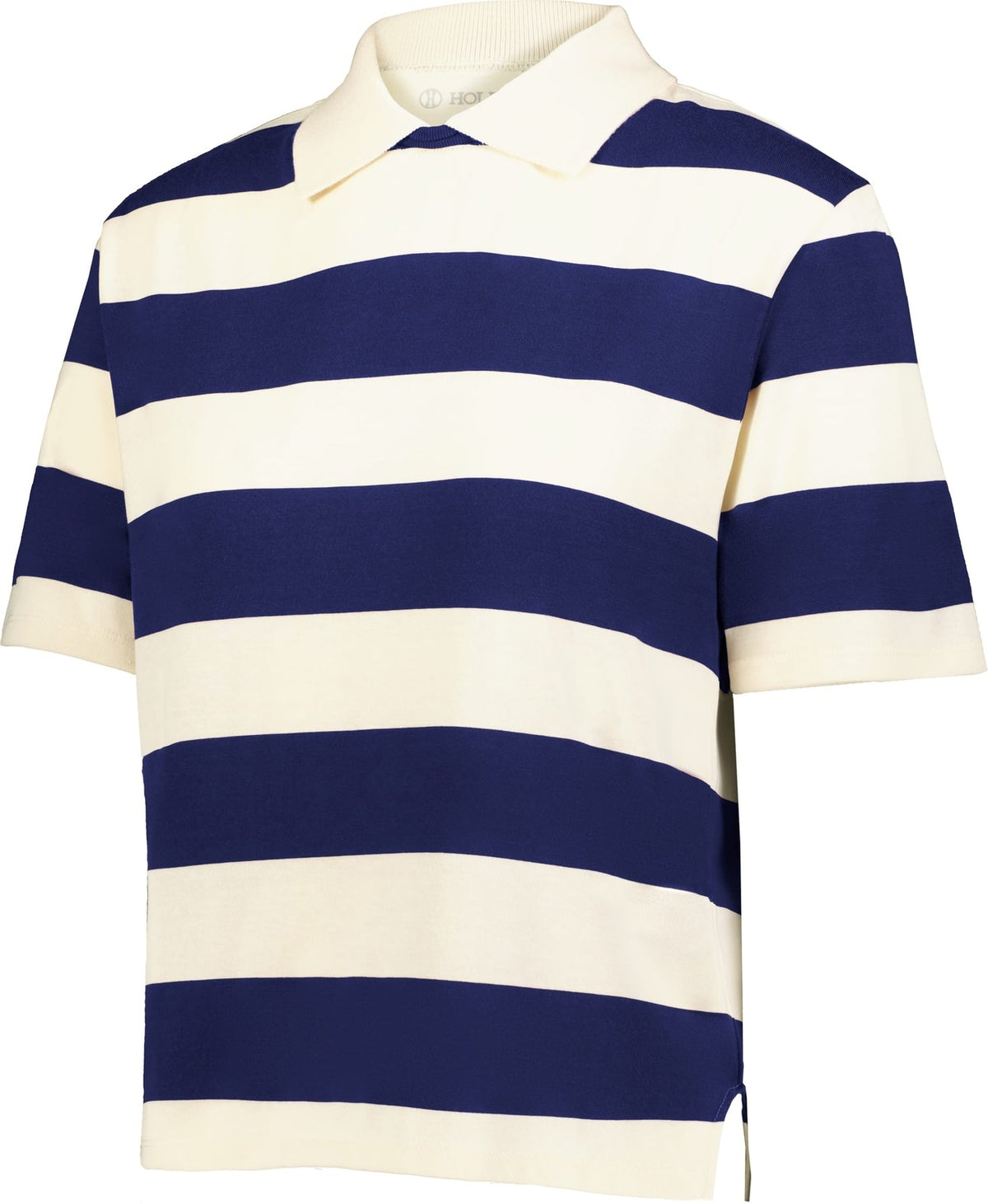 Holloway 226302 Ladies Prep Street Rugby Crop Polo - Alabaster Vintage Navy - Ivory / s