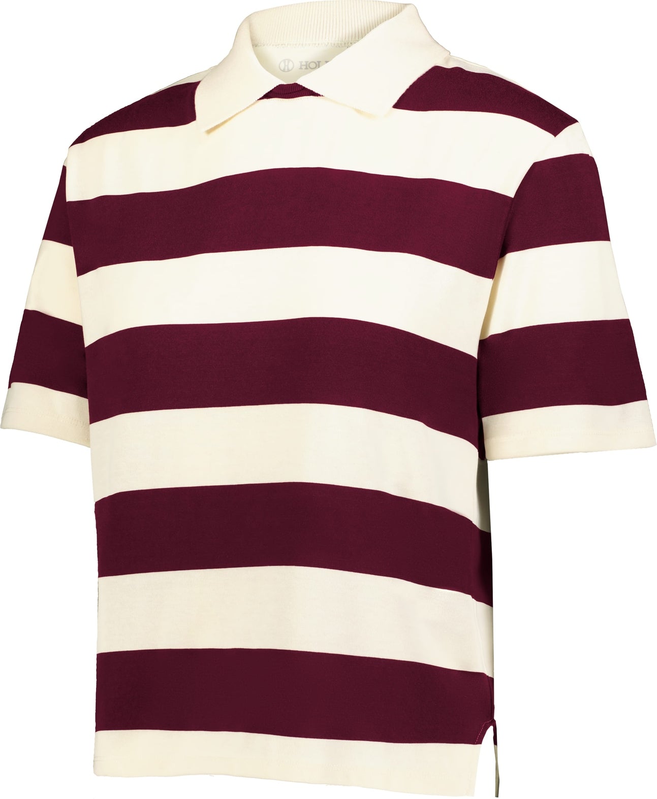 Holloway 226302 Ladies Prep Street Rugby Crop Polo - Alabaster Vintage Maroon - Ivory / s