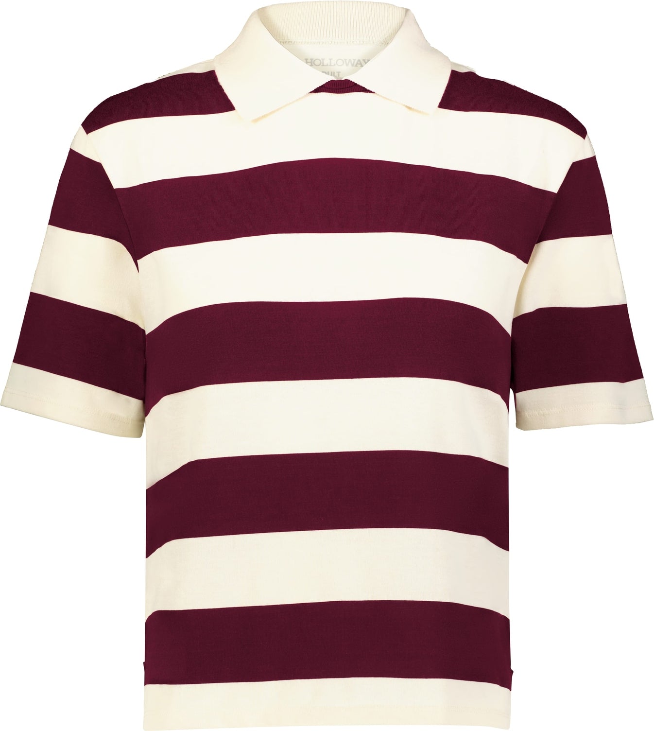 Holloway 226302 Ladies Prep Street Rugby Crop Polo - Alabaster Vintage Maroon - Ivory / s