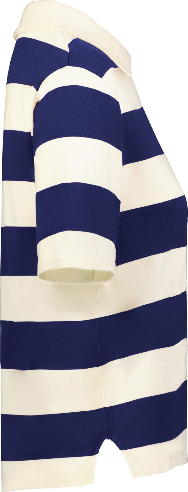 Holloway 226302 Ladies Prep Street Rugby Crop Polo - Alabaster Vintage Navy