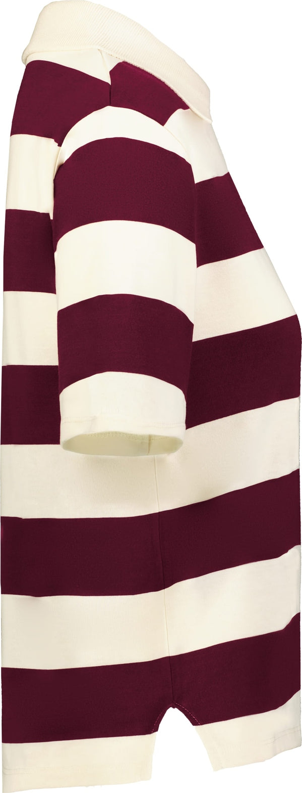Holloway 226302 Ladies Prep Street Rugby Crop Polo - Alabaster Vintage Maroon