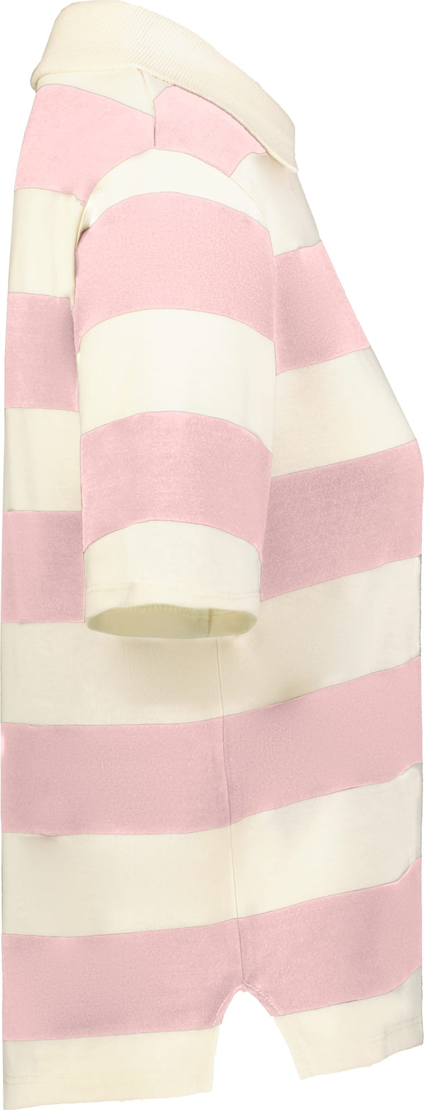 Holloway 226302 Ladies Prep Street Rugby Crop Polo - Alabaster Vintage Petal Pink