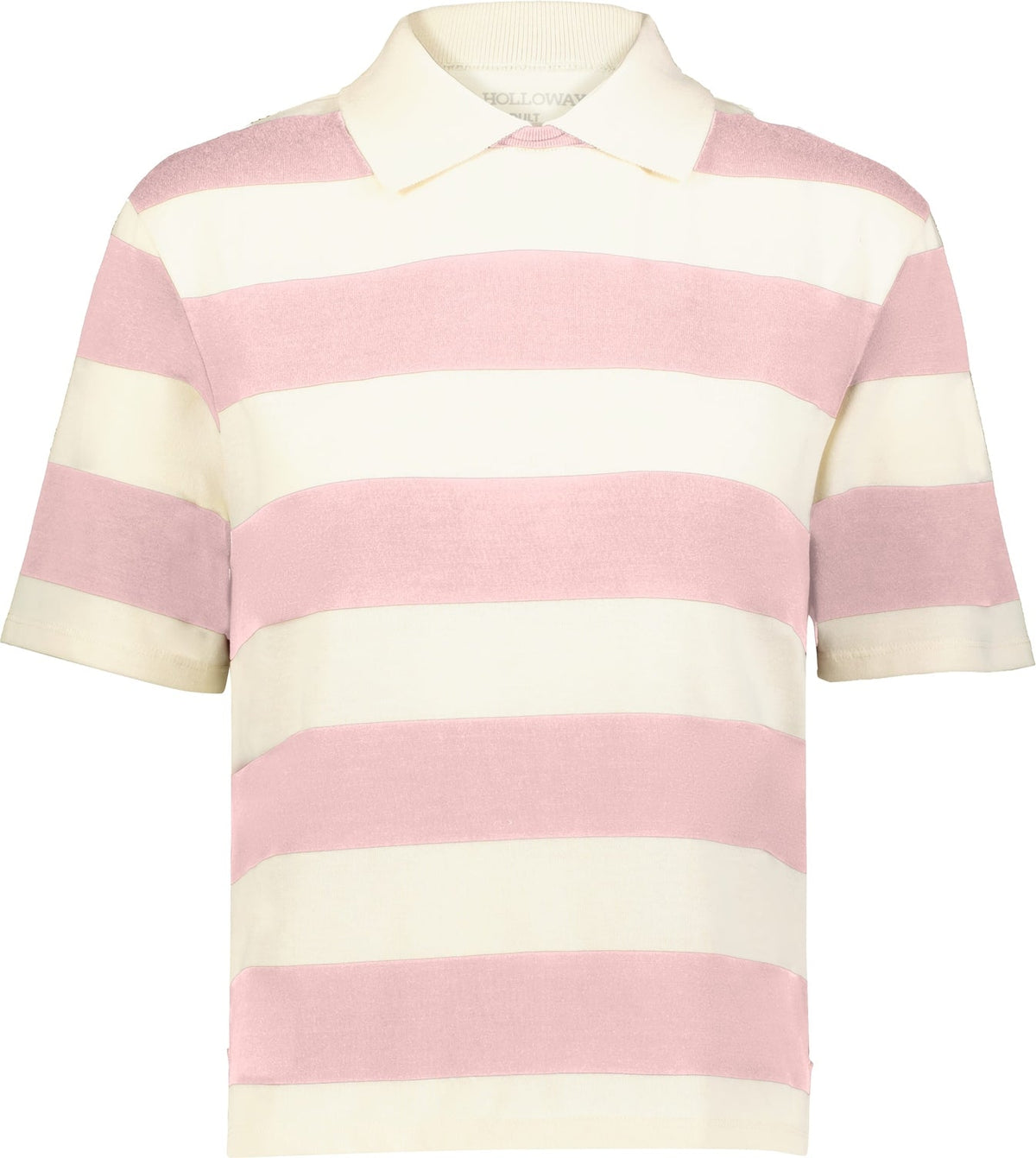 Holloway 226302 Ladies Prep Street Rugby Crop Polo - Alabaster Vintage Petal Pink