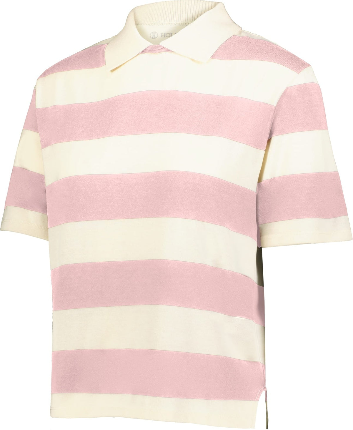 Holloway 226302 Ladies Prep Street Rugby Crop Polo - Alabaster Vintage Petal Pink - Ivory / s