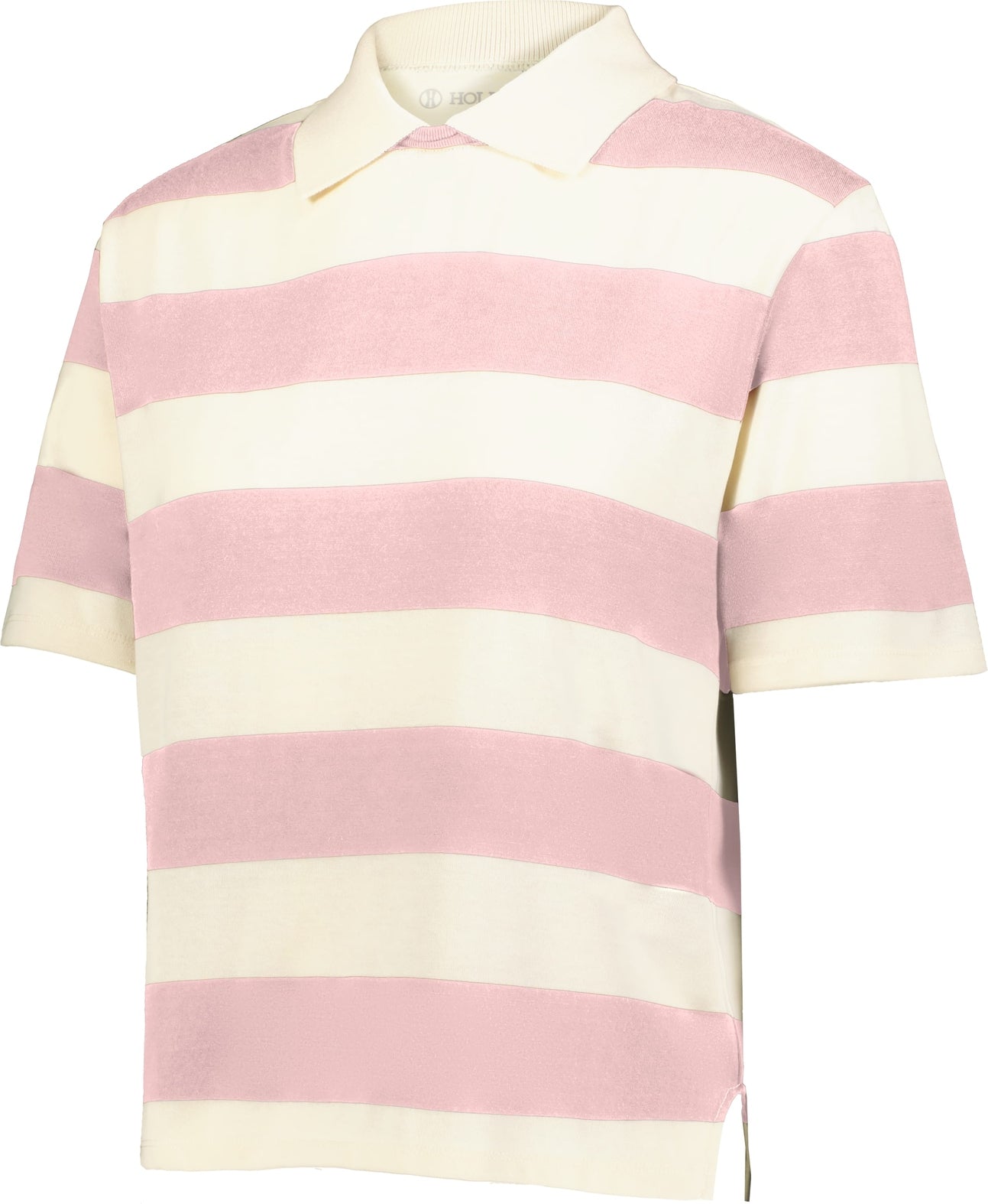 Holloway 226302 Ladies Prep Street Rugby Crop Polo - Alabaster Vintage Petal Pink - Ivory / s