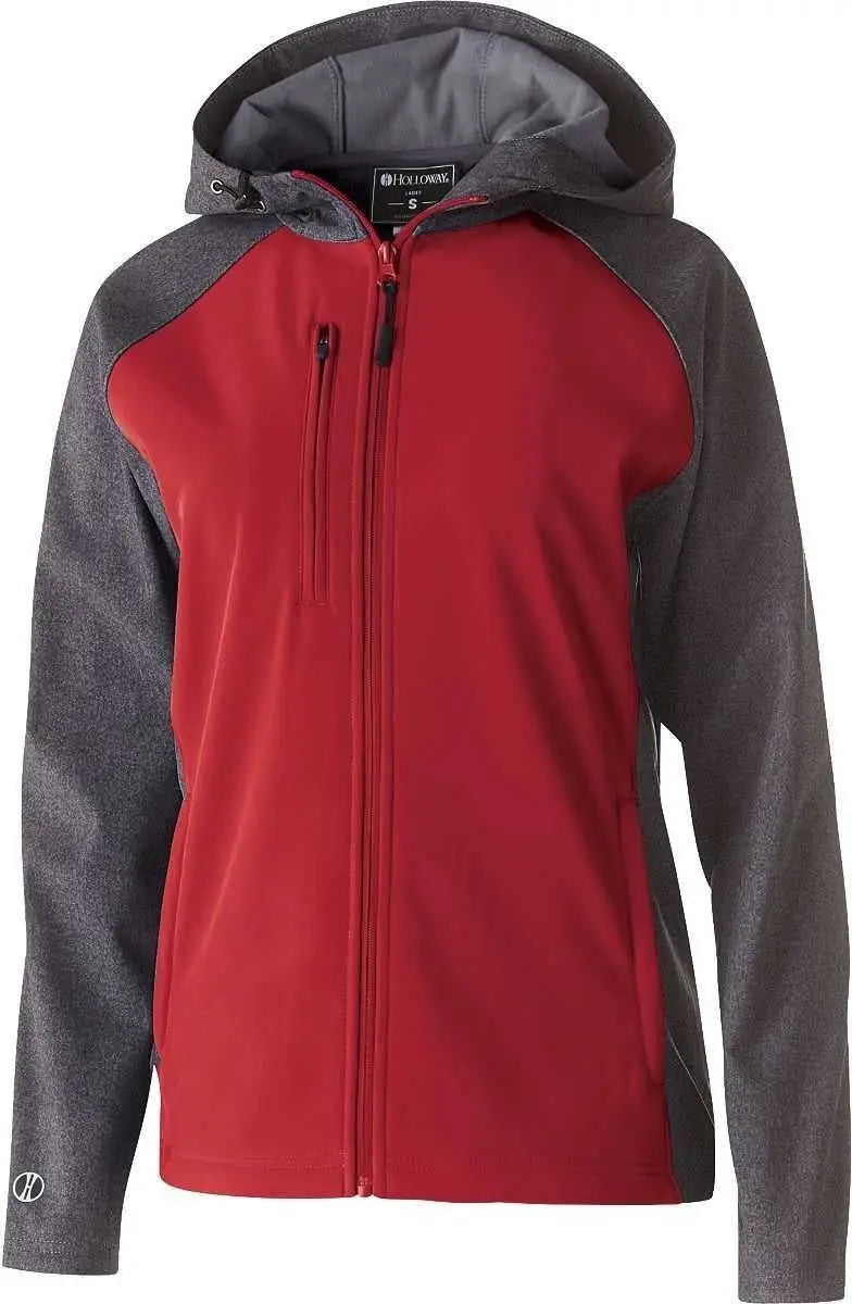 Holloway 229357 Ladies’ Raider Softshell Jacket - Carbon Print Scarlet