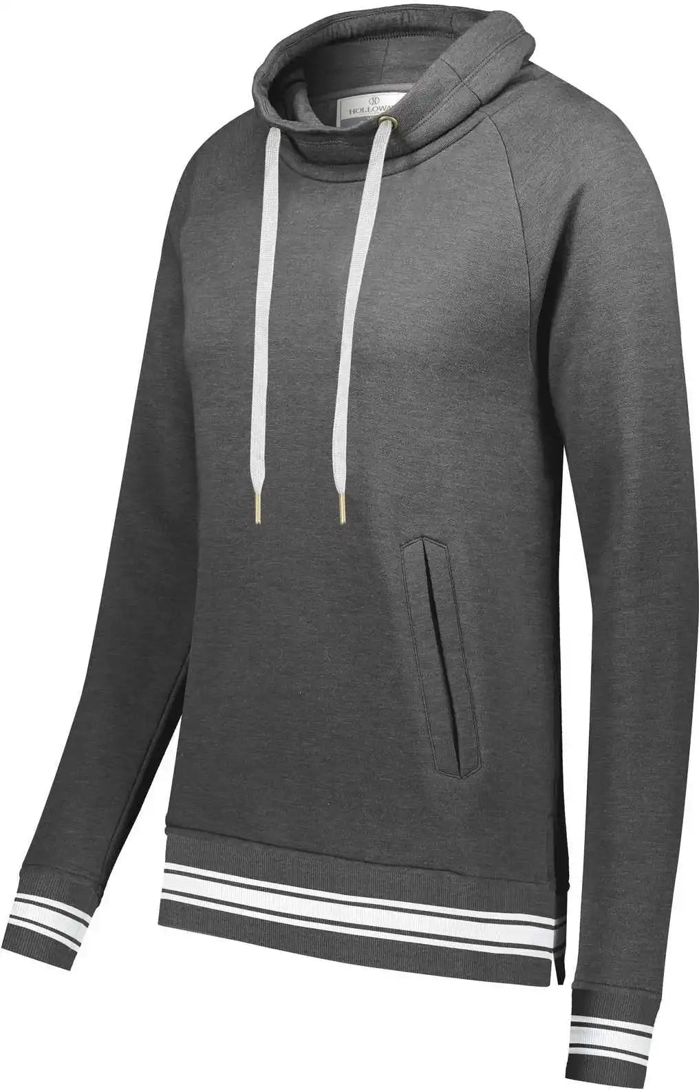 Holloway 229763 Ladies Ivy League Funnel Neck Pullover Carbon Heather White