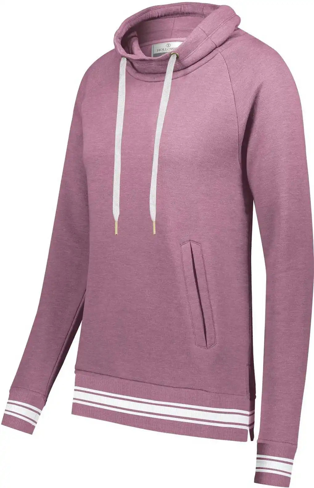 Holloway 229763 Ladies Ivy League Funnel Neck Pullover - Dusty Rose Heather White