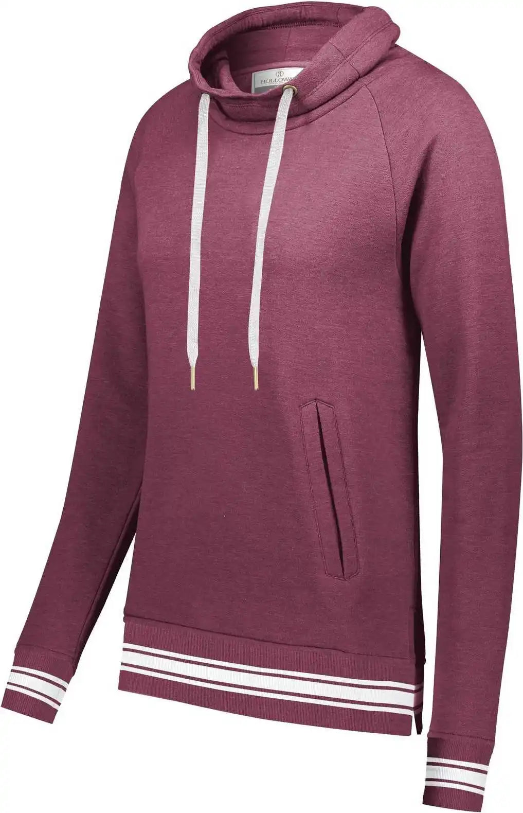 Holloway 229763 Ladies Ivy League Funnel Neck Pullover - Maroon Heather White