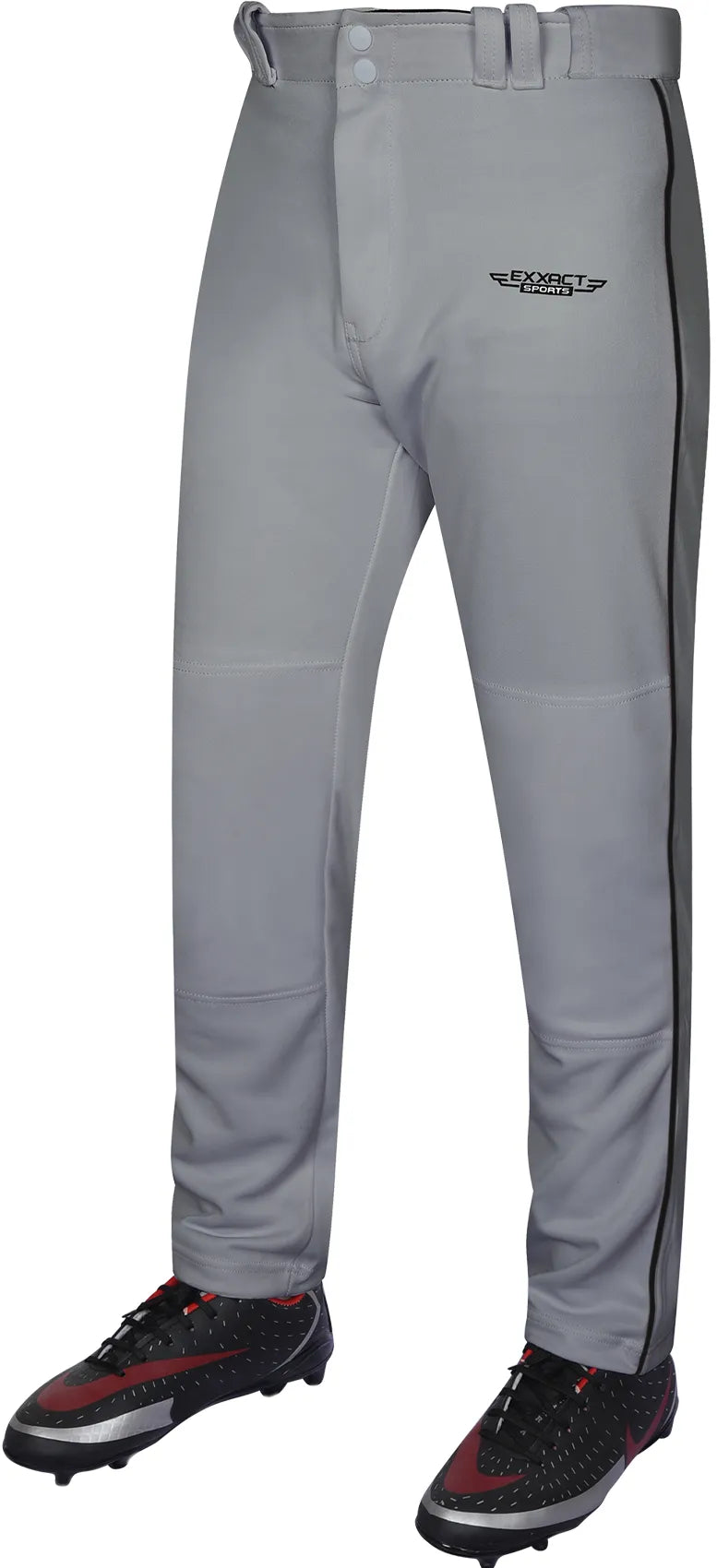 Homerun Men’s Full Length Baseball Pants with Piping (gray) - Gray/black / Small