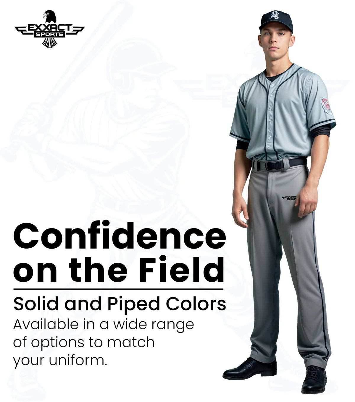 Homerun Men’s Full Length Baseball Pants with Piping (gray)
