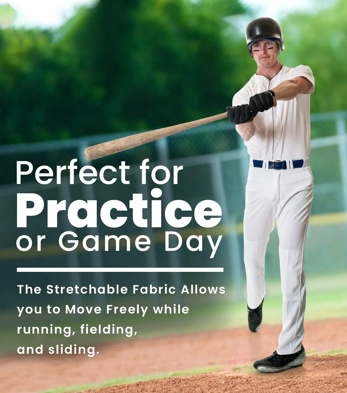 Homerun Men’s Full Length Baseball Pants Without Piping (black)