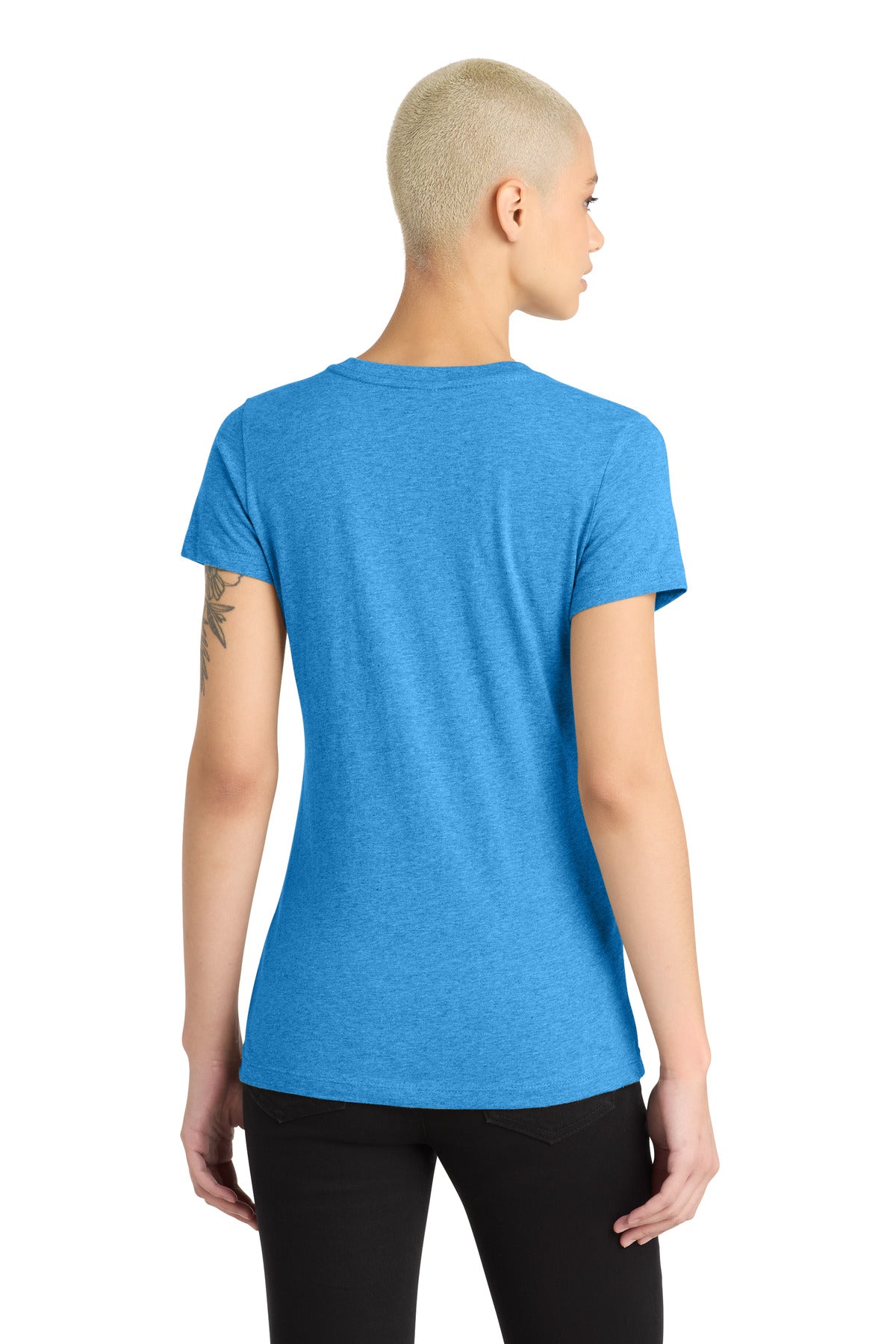 Hthr Brt Turqu District Women's Perfect Blend CVC V-Neck Tee. DM1190L