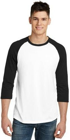Hthr Char/Wht District Very Important Tee 3/4-Sleeve Raglan. DT6210