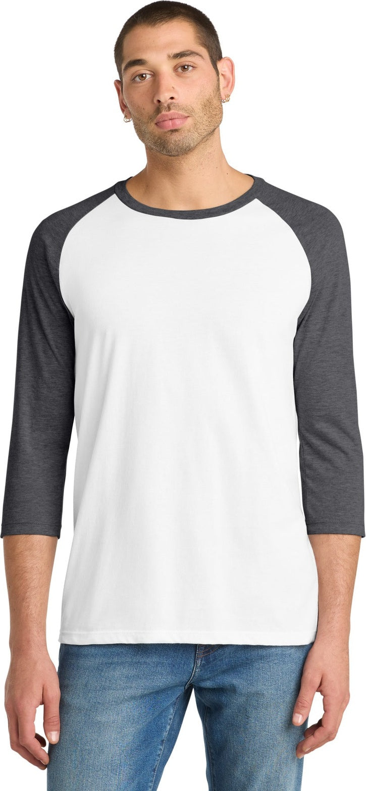 Hthr Char/Wht District Very Important Tee 3/4-Sleeve Raglan. DT6210