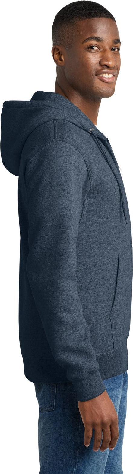 Hthr Navy Port & Co Core Fleece Full-Zip Hooded Sweatshirt. PC78ZH