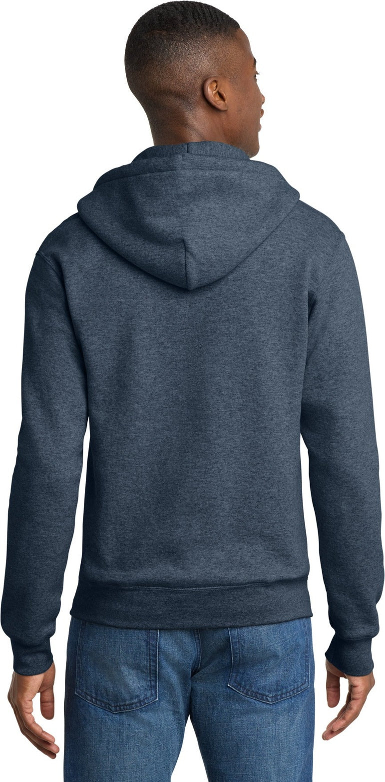 Hthr Navy Port & Co Core Fleece Full-Zip Hooded Sweatshirt. PC78ZH