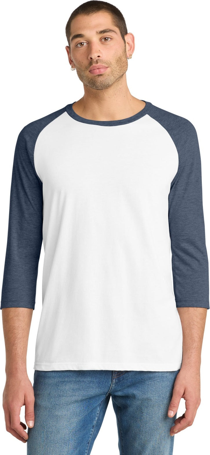 Hthr Navy/Wht District Very Important Tee 3/4-Sleeve Raglan. DT6210