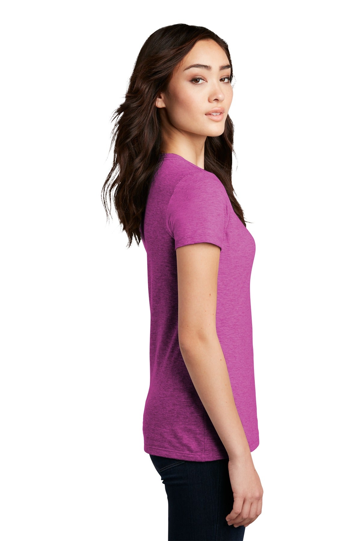 Hthr Pink Rasp District Women's Perfect Blend CVC Tee. DM108L