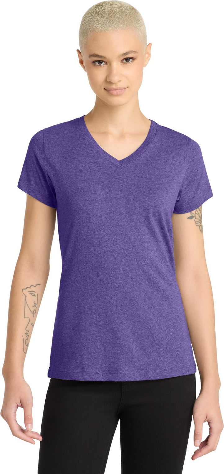 Hthr Purple District Women's Perfect Blend CVC V-Neck Tee. DM1190L