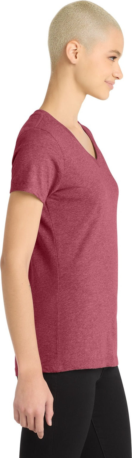 Hthr Red District Women's Perfect Blend CVC V-Neck Tee. DM1190L