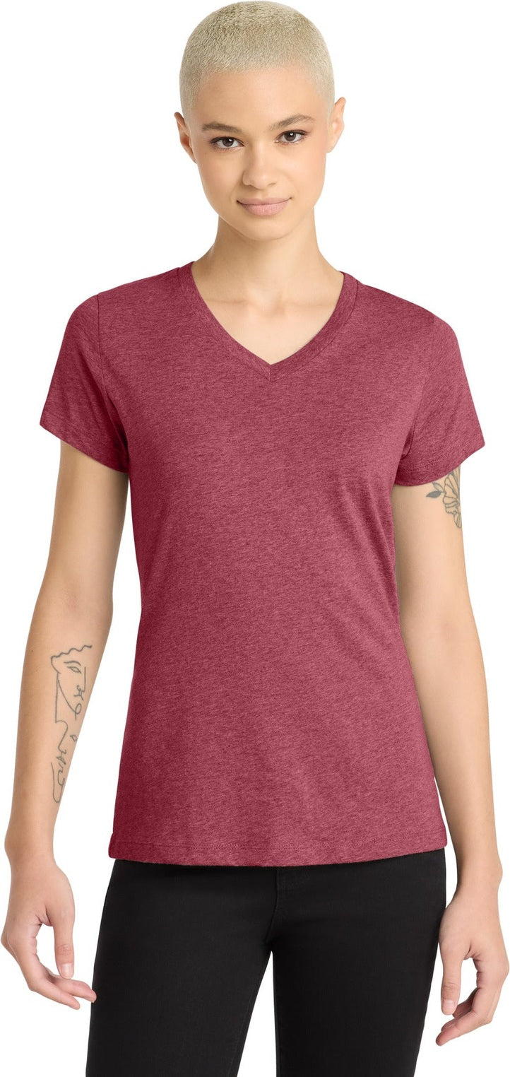 Hthr Red District Women's Perfect Blend CVC V-Neck Tee. DM1190L